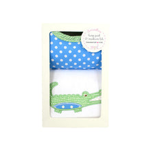 Load image into Gallery viewer, 3 Marthas Blue Alligator Bib & Burp Set