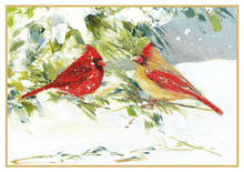Load image into Gallery viewer, Caspari Cardinals On Snowy Branch Size B BC