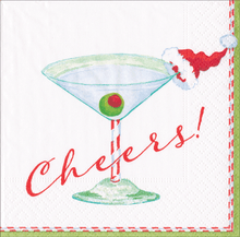 Load image into Gallery viewer, Caspari Christmas Cocktail Cheers! Cocktail Napkin