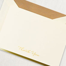 Load image into Gallery viewer, Crane Engraved Gold Script Thank You Note