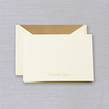 Load image into Gallery viewer, Crane Engraved Gold Script Thank You Note