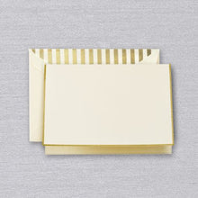 Load image into Gallery viewer, Crane Gold Bordered Ecru Note with Gold Stripe Lining