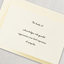 Load image into Gallery viewer, Crane Engraved Ecru Sympathy Acknowledgement Note