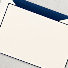 Load image into Gallery viewer, Crane Navy Bordered Ecru Card