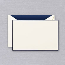 Load image into Gallery viewer, Crane Navy Bordered Ecru Card