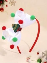 Load image into Gallery viewer, Christmas Tree Double Layered Bow Headband With Pom-Pom
