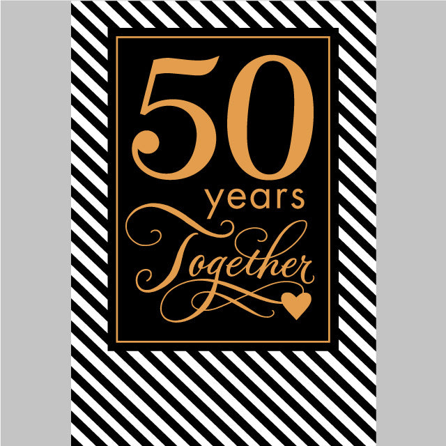 50 Lettering with Pattern Anniversary Greeting Card