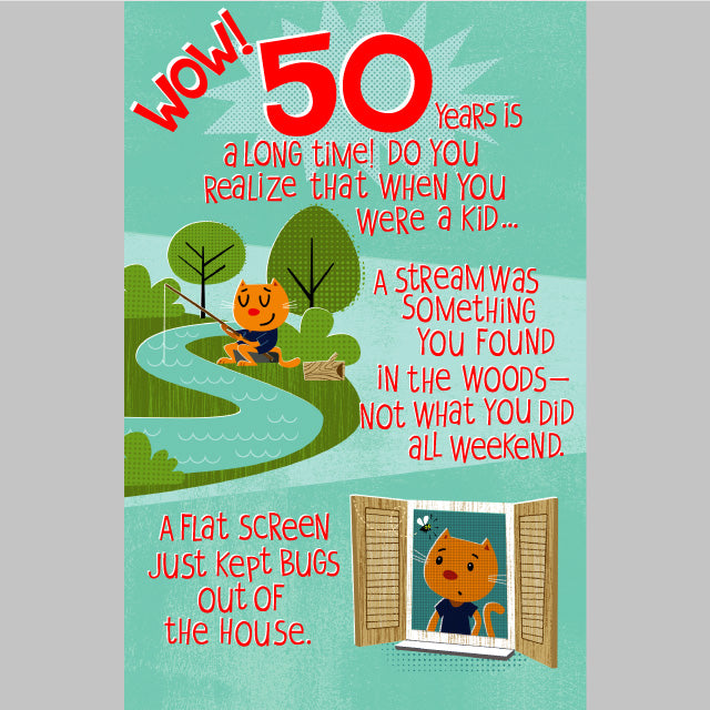 50 Year Old Spot Cat Greeting Card