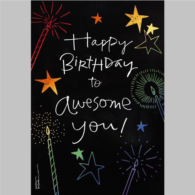 Birthday Icons on Chalkboard Greeting Card