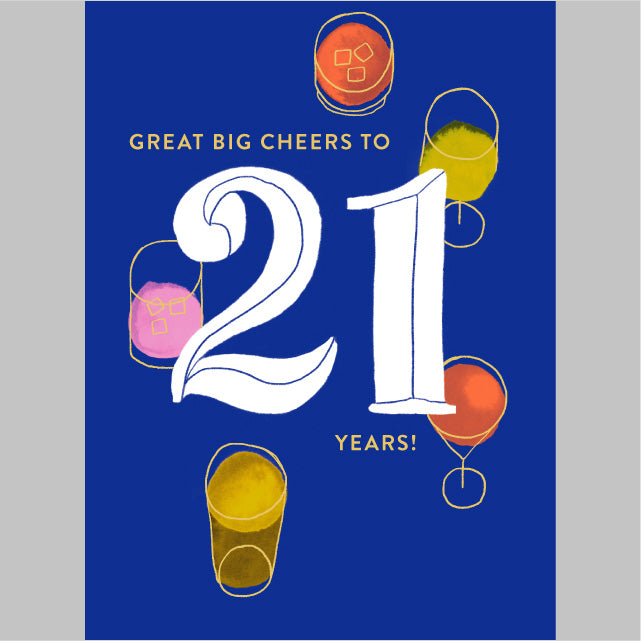 21 with Drinks Greeting Card