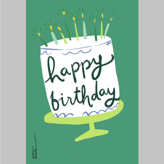 Birthday Cake on Cake Stand Greeting Card