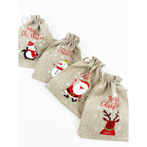 Love and Repeat - Merry Christmas Snowflake Draw String Gift Bag