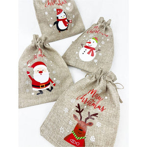 Love and Repeat - Merry Christmas Snowflake Draw String Gift Bag