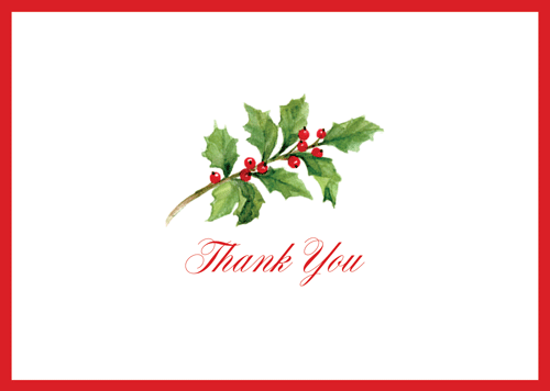 Caspari Holly Sprig Thank You Notes