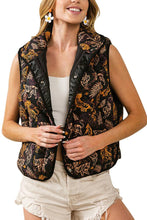 Load image into Gallery viewer, Black Side Seam Pockets Tiger Print Quilted Vest
