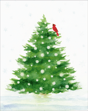 Load image into Gallery viewer, Caspari Snowy Tree With Cardinal Size A BC
