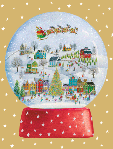 Caspari Winter Village Snowglobe Size C BC