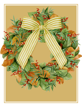 Load image into Gallery viewer, Caspari Magnolia Wreath With Striped Bow Size D BC
