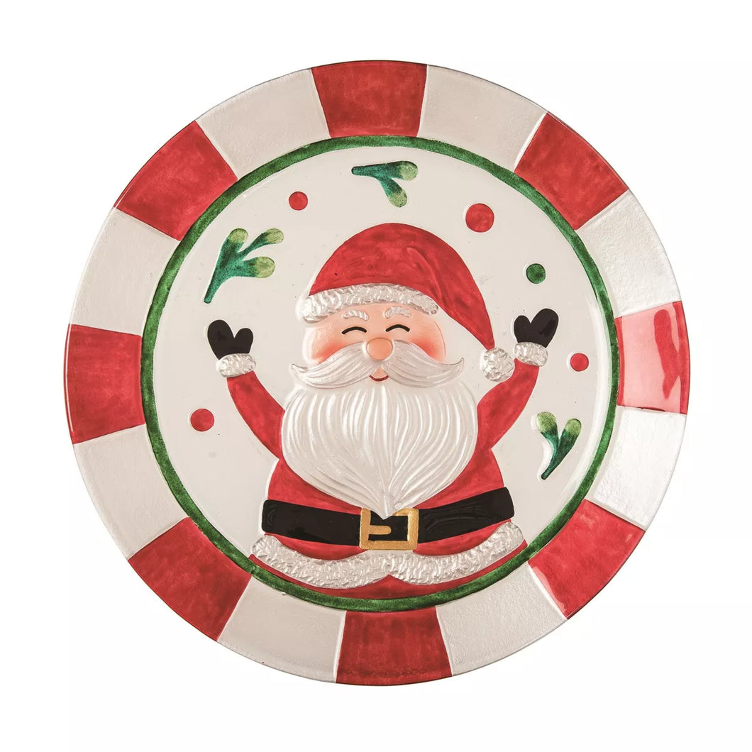 Jolly Santa Glass Platter