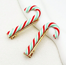 Load image into Gallery viewer, Colorful Candy Cane Christmas Hair Clips
