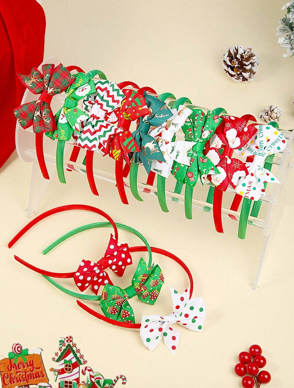 Christmas Snowman & Snowflake Pattern Bow Headband