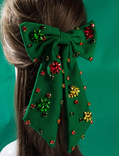 Load image into Gallery viewer, Green Rhinestone Christmas Hair Clip
