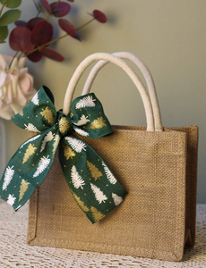 Jute Bow Holiday Bag