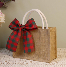 Load image into Gallery viewer, Jute Bow Holiday Bag
