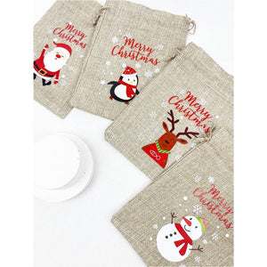 Love and Repeat - Merry Christmas Snowflake Draw String Gift Bag