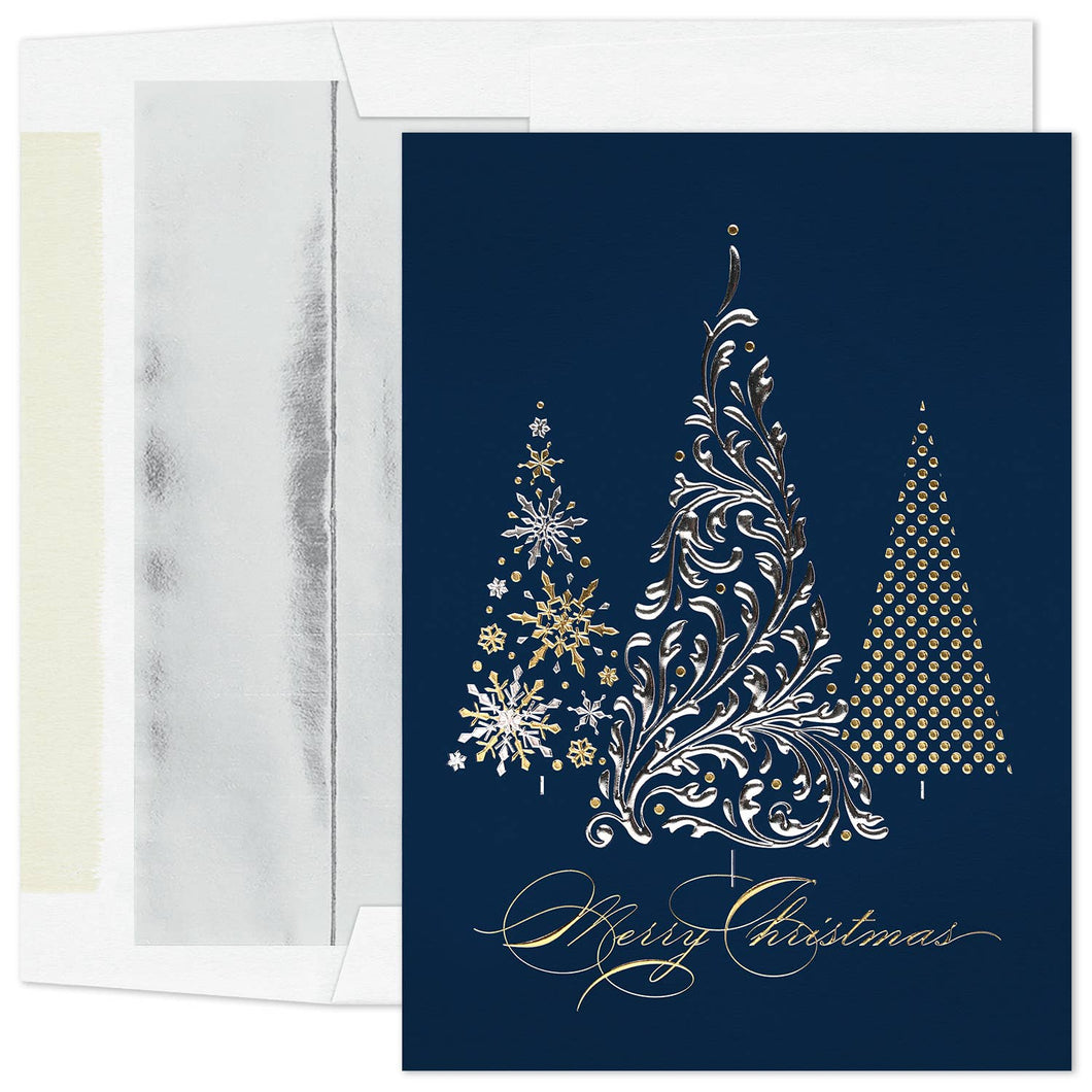 Masterpiece Studios - Metallic Treeline Boxed Holiday Cards