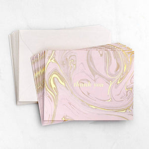Paper Source Blush Marble Thank You Card Set