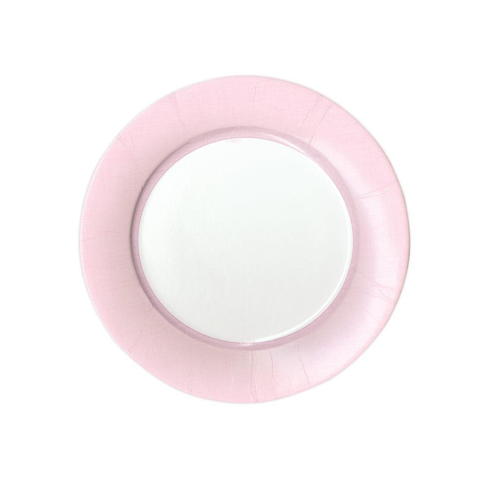 Caspari Linen Border Paper Salad & Dessert Plates in Petal Pink