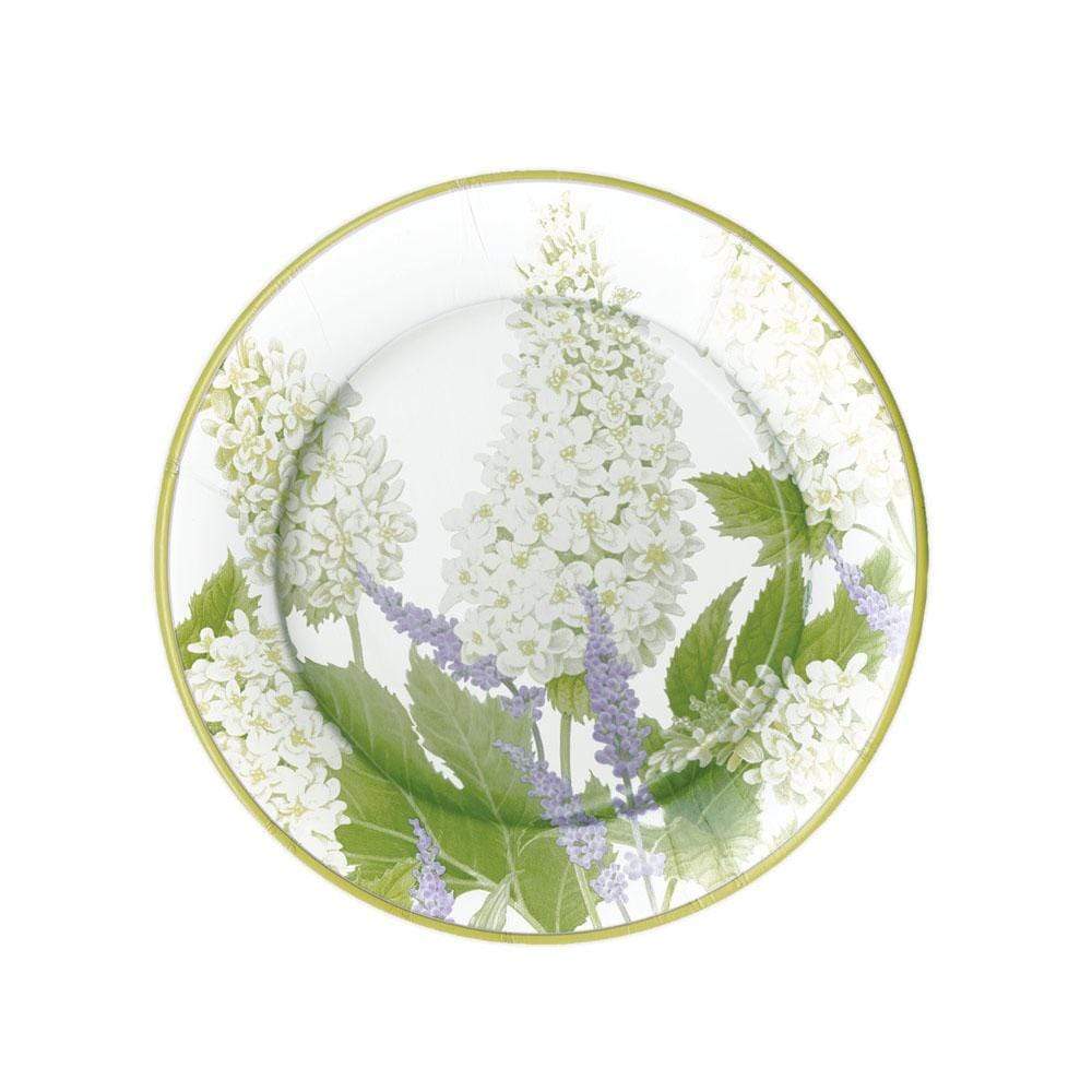 Caspari Fleurs De Mariage Paper Salad & Dessert Plates in White