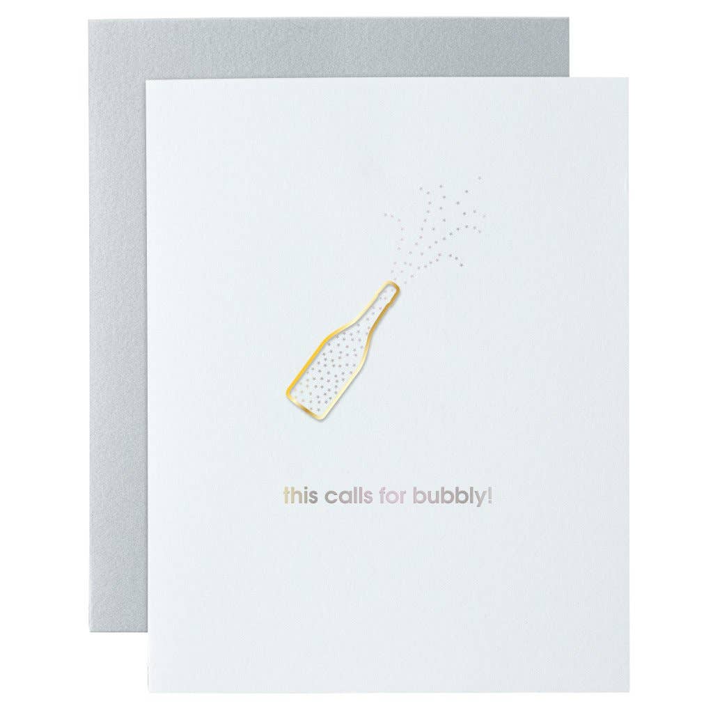 This Calls for Bubbly Paper Clip Letterpress Greeting Card