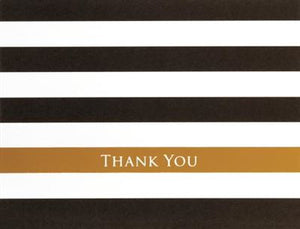 Black Gold Striped Thank You Notecard