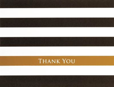 Black Gold Striped Thank You Notecard