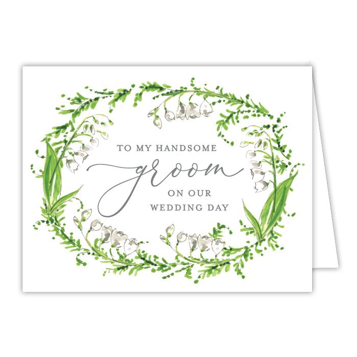 Wedding Greenery Wreath Groom Greeting Card
