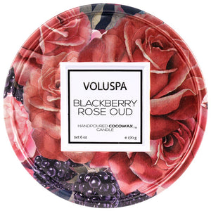 Voluspa Blackberry Rose Oud 2-Wick Tin Candle