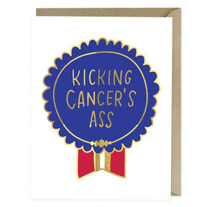 Kicking Cancers Ass Empathy Foil Greeting Card