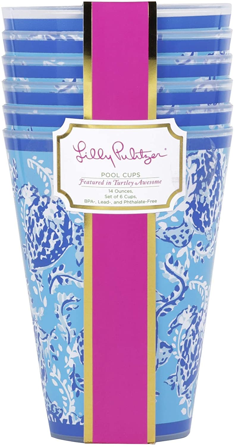 Lilly Pullitzer Pool Cups, Turtley Awesome