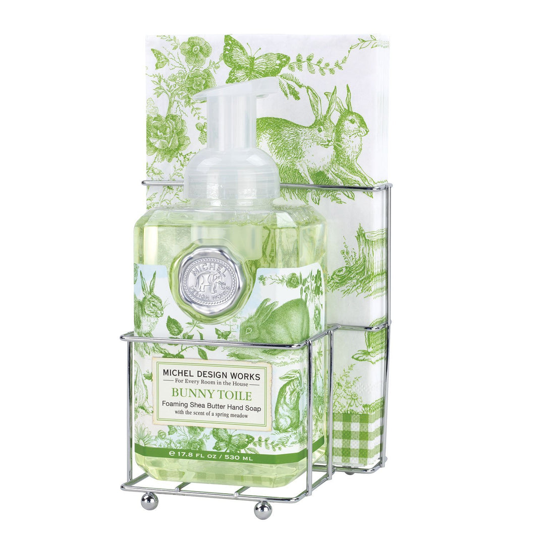 Bunny Toile Foaming Hand Soap Napkin Set