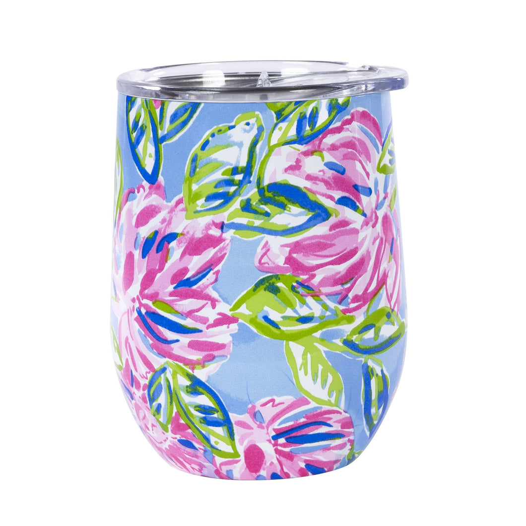 Lilly Pulitzer Stainless Steel Wine Glass With Lid, Totally Blossom