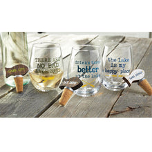 Load image into Gallery viewer, Lake Stemless Wine Glass &amp; Stopper Set
