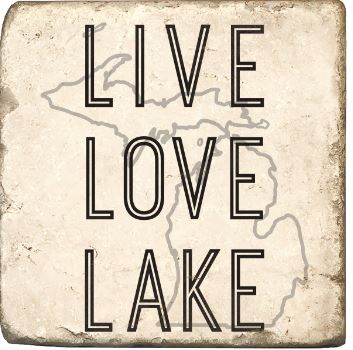 Live Love Lake Michigan Marble Coaster