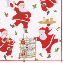 Load image into Gallery viewer, Caspari Cocktails with Santas Cocktail Napkin
