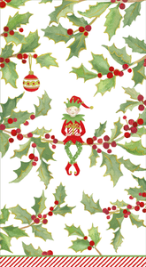 Caspari Jingle Elves Guest Towel Napkin