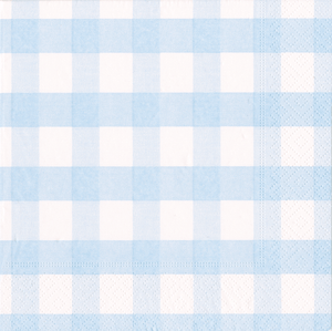 Caspari Light Blue Gingham Cocktail Napkin