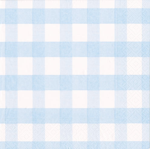 Caspari Light Blue Gingham Cocktail Napkin