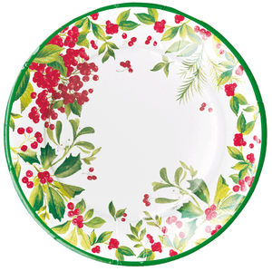 Caspari Holly Chintz White Dinner Plate