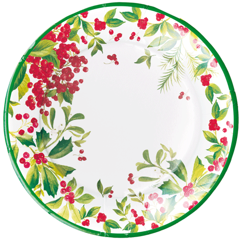 Caspari Holly Chintz White Salad Plate